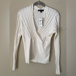 N.C. International Concepts White Surplice Sweater M NWT